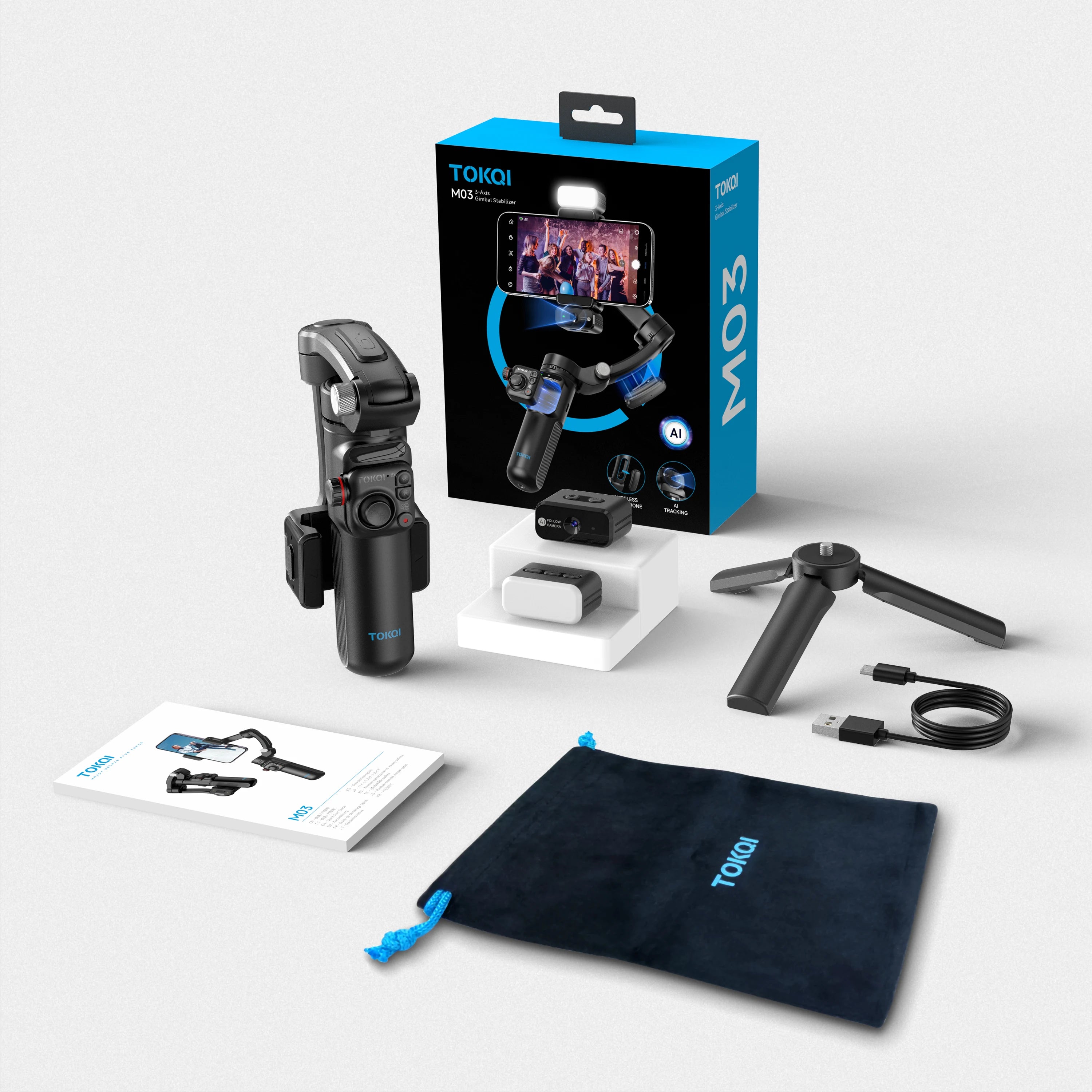 3-Axis Gimbal + AI + LED Light